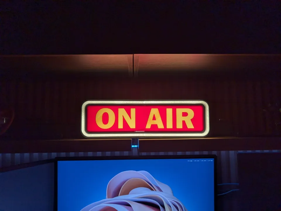 Letrero ON AIR · fotografía real